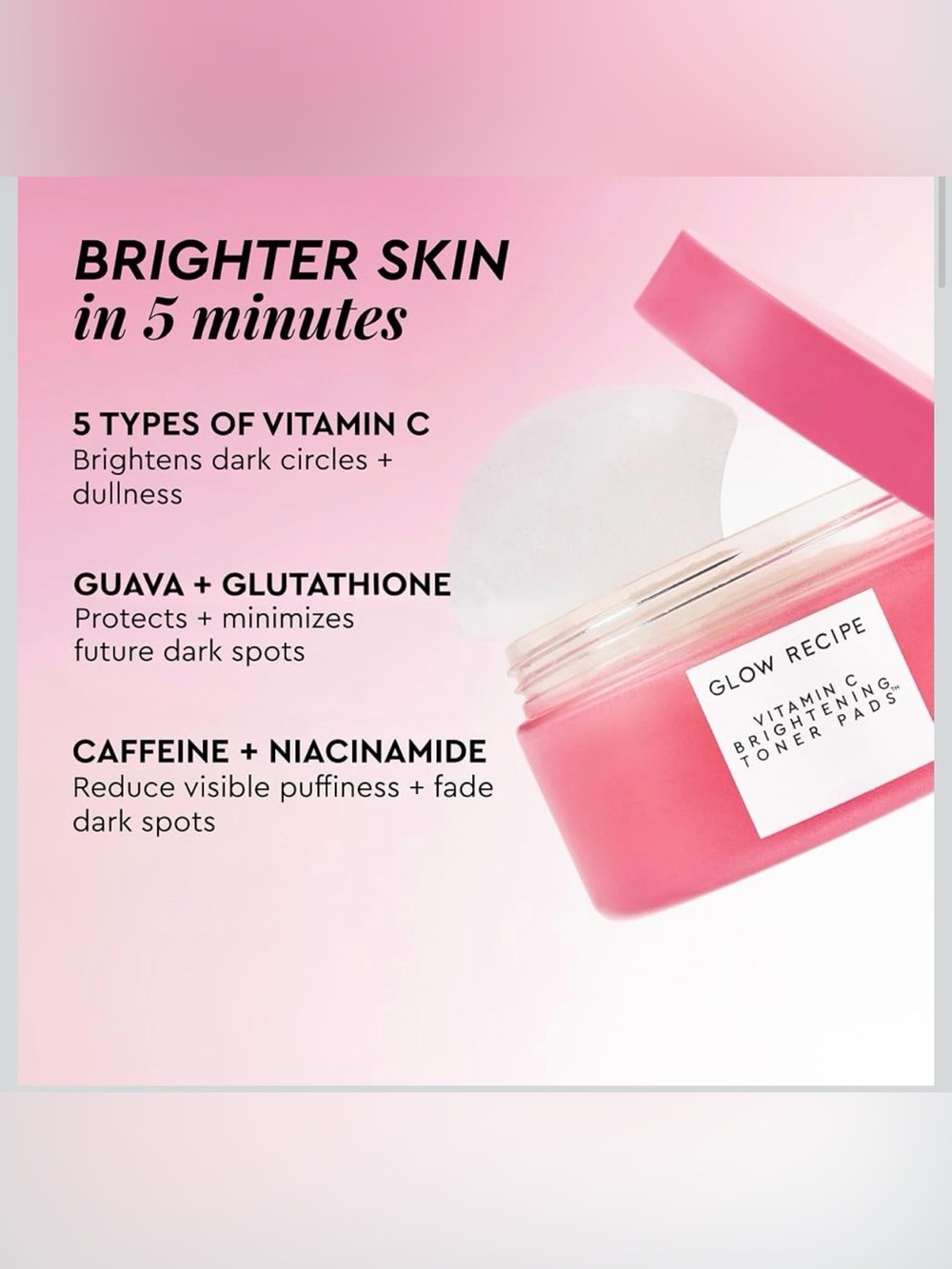 Glow Recipe Vitamin C Toner Pads- Brightening + De puffing